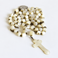 Antique Mother of Pearl Rosary: 19th Century French Catholic Fishtail Chain - Vintage French Treasures