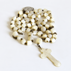 Antique Mother of Pearl Rosary: 19th Century French Catholic Fishtail Chain - Vintage French Treasures