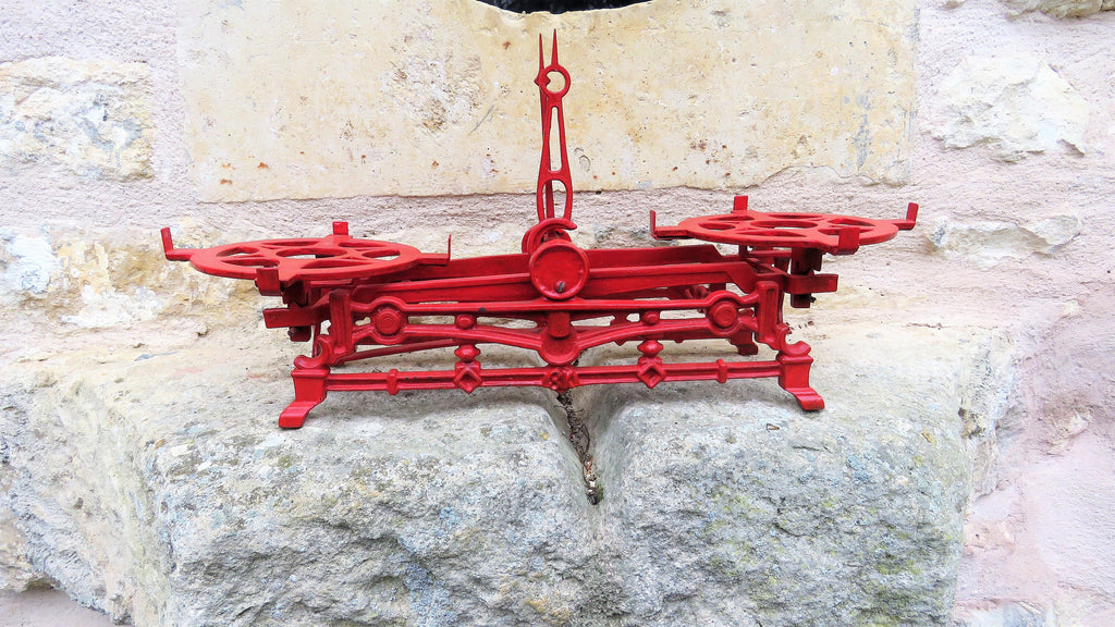 Antique Mars Wage Cast Iron Balance Scale | Vintage Kitchen Scale with Brass Bowls - Vintage French Treasures