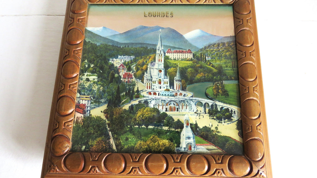 Antique French Lourdes Music Box Trivet: Ave Maria Religious Decor - Vintage French Treasures