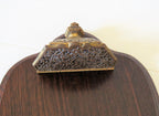 Antique wall-mounted holy water font with crucifix, wood and base metal - Vintage French Treasures