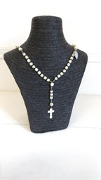 Antique Mother of Pearl Rosary: 19th Century French Catholic Fishtail Chain - Vintage French Treasures