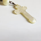 Antique Mother of Pearl Rosary: 19th Century French Catholic Fishtail Chain - Vintage French Treasures