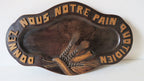 Antique French Wooden Lords Prayer Plate Lourdes - Vintage French Treasures