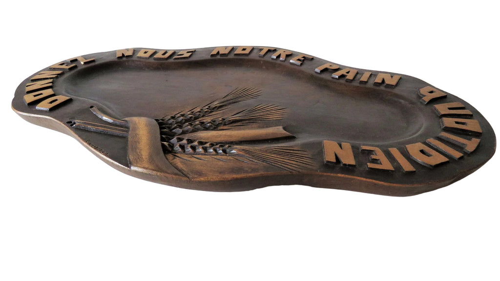 Antique French Wooden Lords Prayer Plate Lourdes - Vintage French Treasures