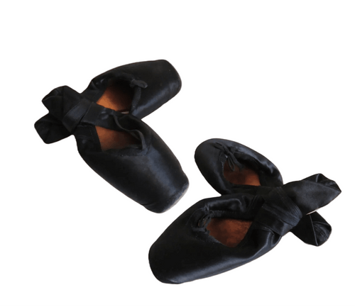 Antique French Ballet Shoes – Black Satin Pointe Slippers – Paris – Size 11 - Vintage French Treasures