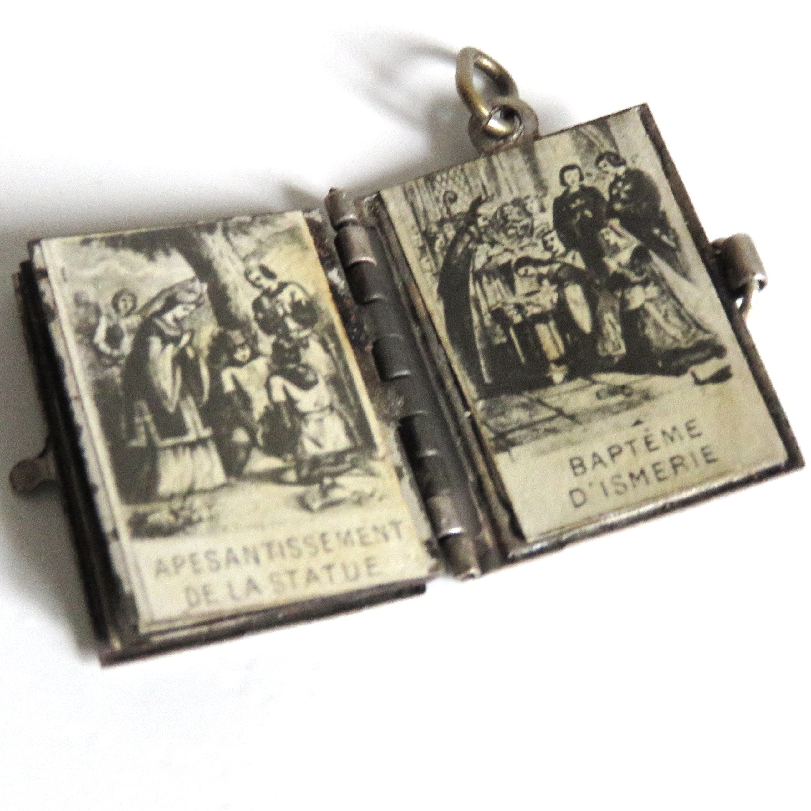 Antique French Notre-Dame de Liesse Miniature Souvenir Book Pendant, Pilgrimage Charm, Circa 1900 - Vintage French Treasures