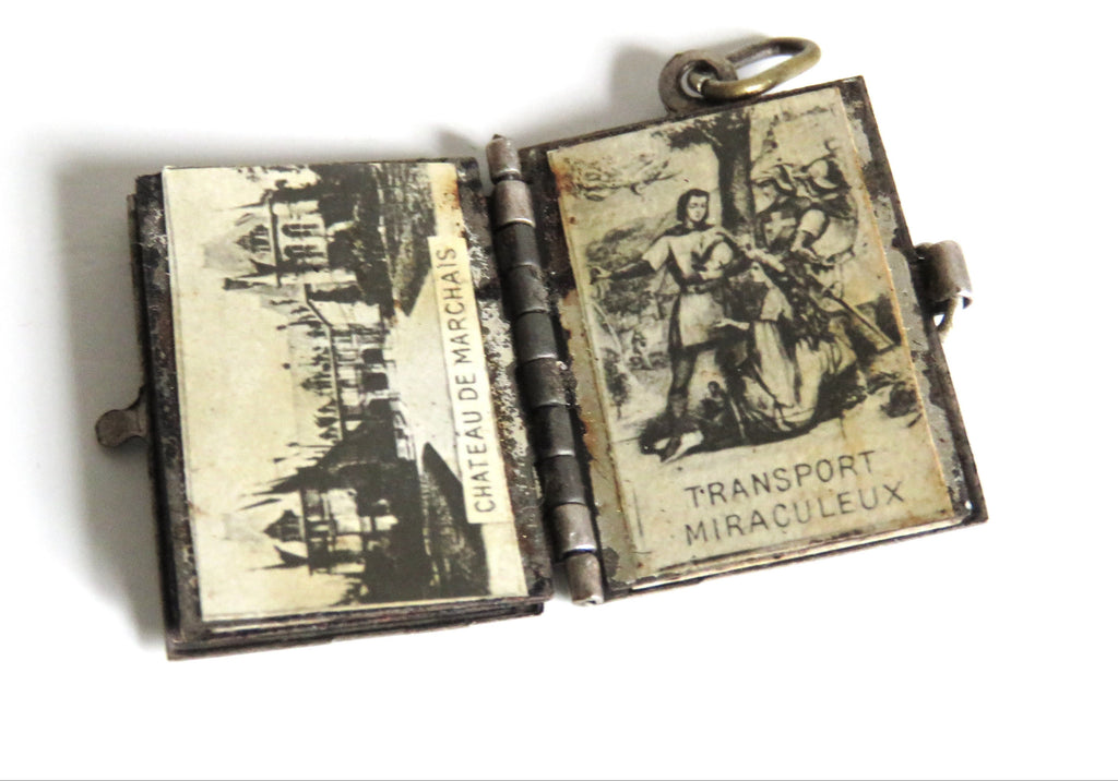 Antique French Notre-Dame de Liesse Miniature Souvenir Book Pendant, Pilgrimage Charm, Circa 1900 - Vintage French Treasures