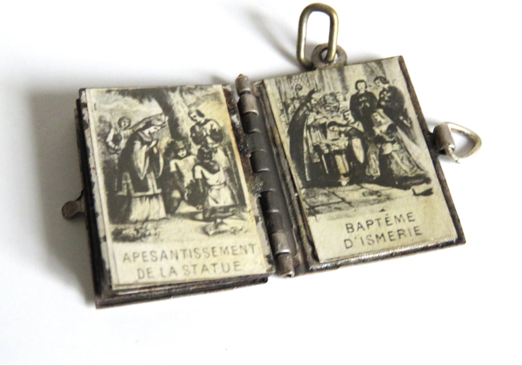 Antique French Notre-Dame de Liesse Miniature Souvenir Book Pendant, Pilgrimage Charm, Circa 1900 - Vintage French Treasures