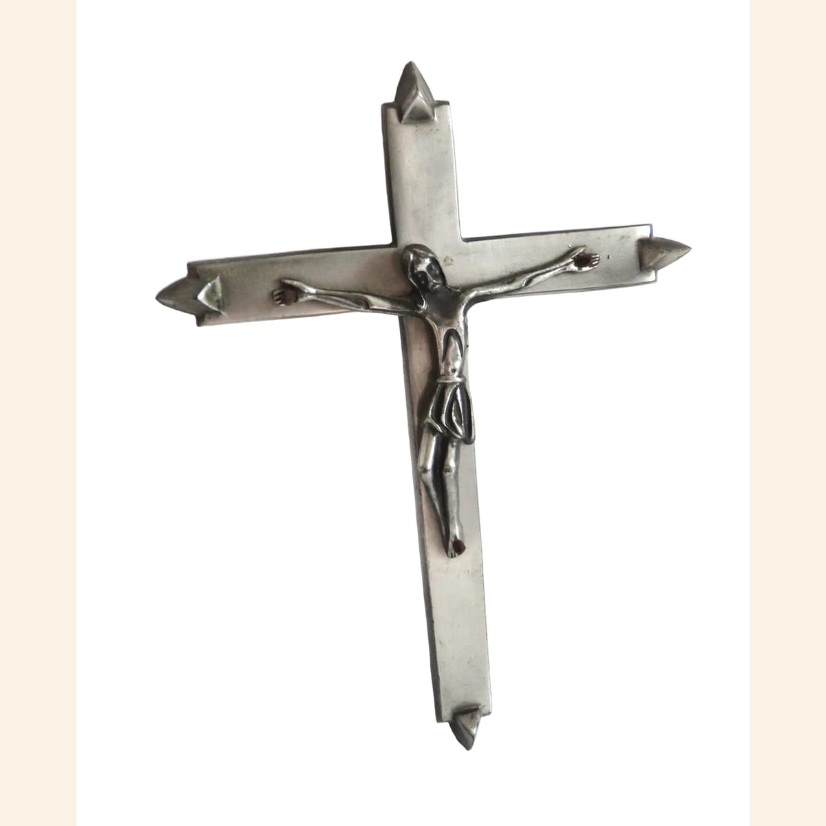 French Modernist Crucifix , Mid-Century Religious Wall Cross, Catholic Devotional Art - Vintage French Treasures