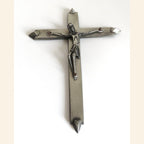 French Modernist Crucifix , Mid-Century Religious Wall Cross, Catholic Devotional Art - Vintage French Treasures