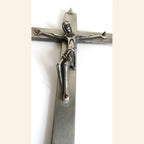 French Modernist Crucifix , Mid-Century Religious Wall Cross, Catholic Devotional Art - Vintage French Treasures