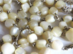 Antique French Silver Mother of Pearl Rosary, Large 1800s Catholic Rosary, Marian Centre, Carved Crucifix, Devotional Antique -
