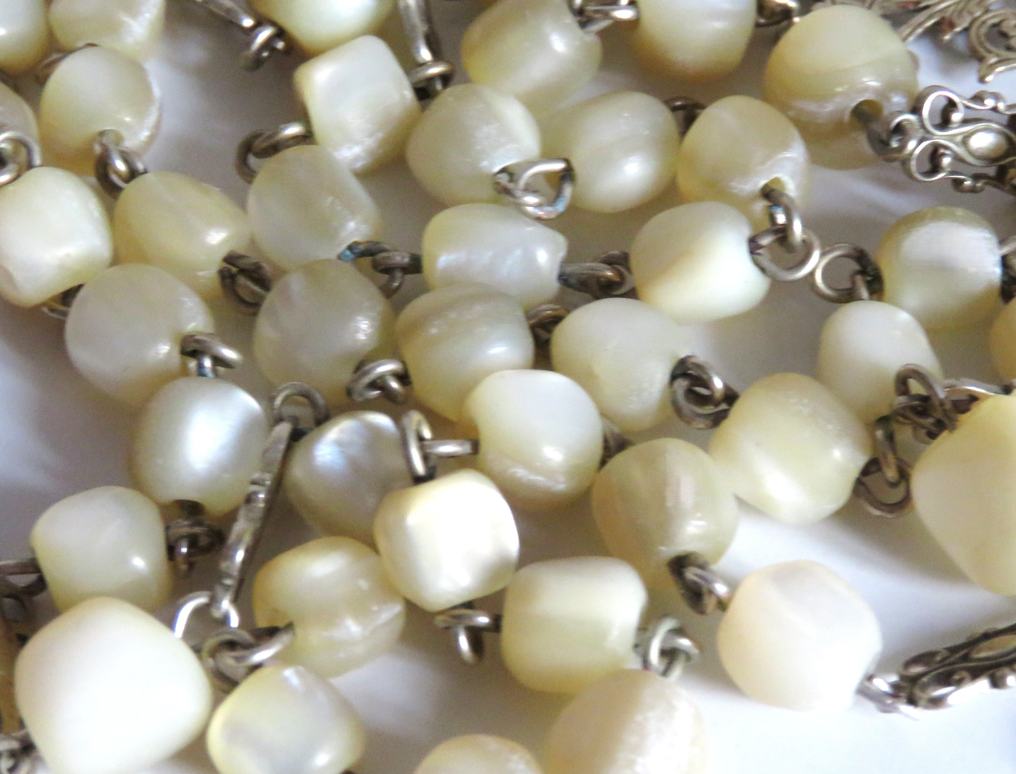Antique French Silver Mother of Pearl Rosary, Large 1800s Catholic Rosary, Marian Centre, Carved Crucifix, Devotional Antique - Vintage French Treasures