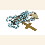 Antique French Lourdes Rosary in Treen Wooden Egg Case -
