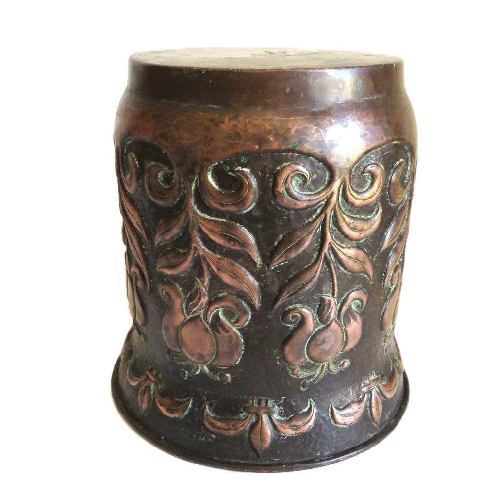 Antique John Pearson 1898 Newlyn Copper Planter, Arts & Crafts Jardinière with Repoussé Tulips - Vintage French Treasures