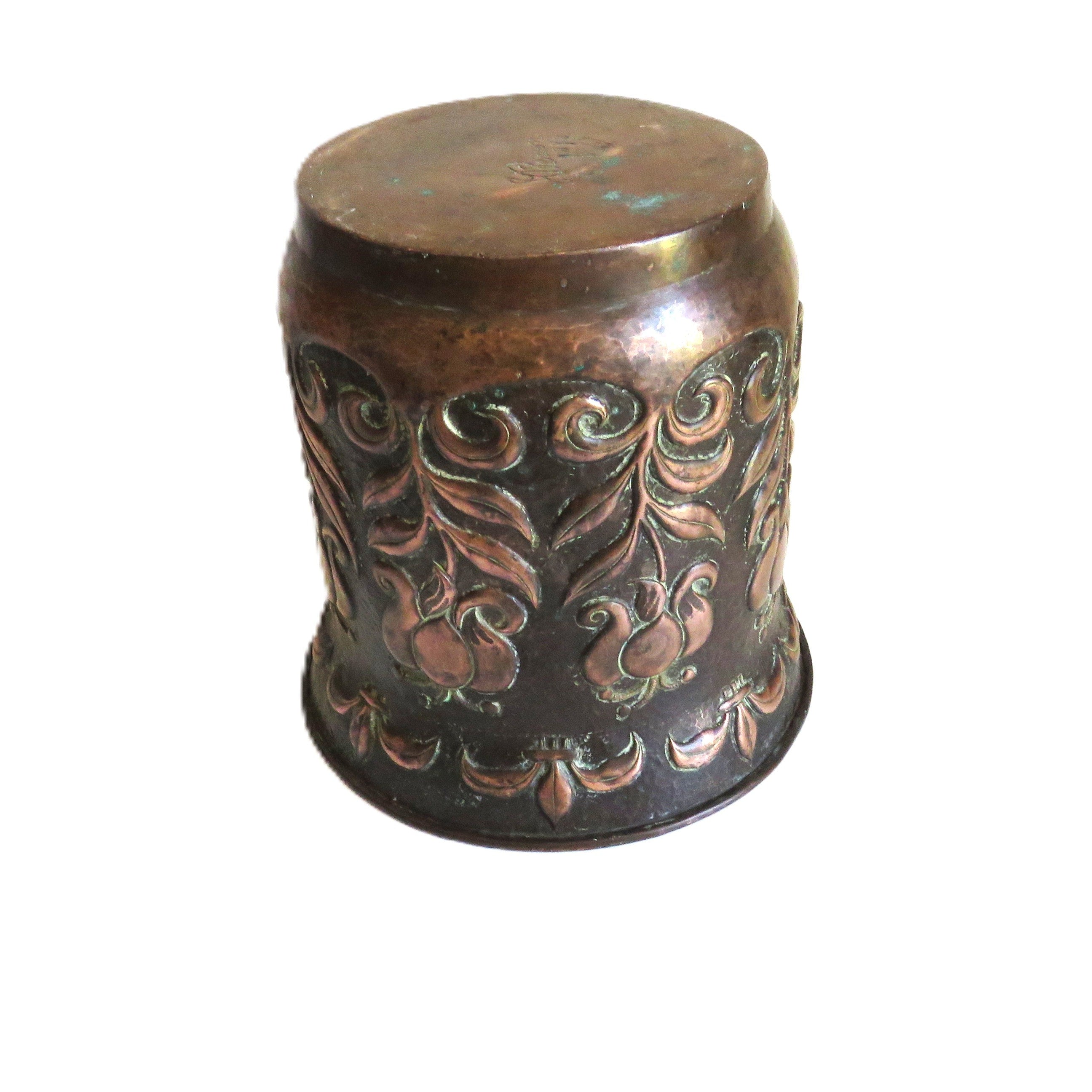Antique John Pearson 1898 Newlyn Copper Planter, Arts & Crafts Jardinière with Repoussé Tulips - Vintage French Treasures