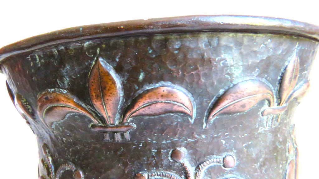 Antique John Pearson 1898 Newlyn Copper Planter, Arts & Crafts Jardinière with Repoussé Tulips - Vintage French Treasures