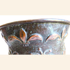 Antique John Pearson 1898 Newlyn Copper Planter, Arts & Crafts Jardinière with Repoussé Tulips -
