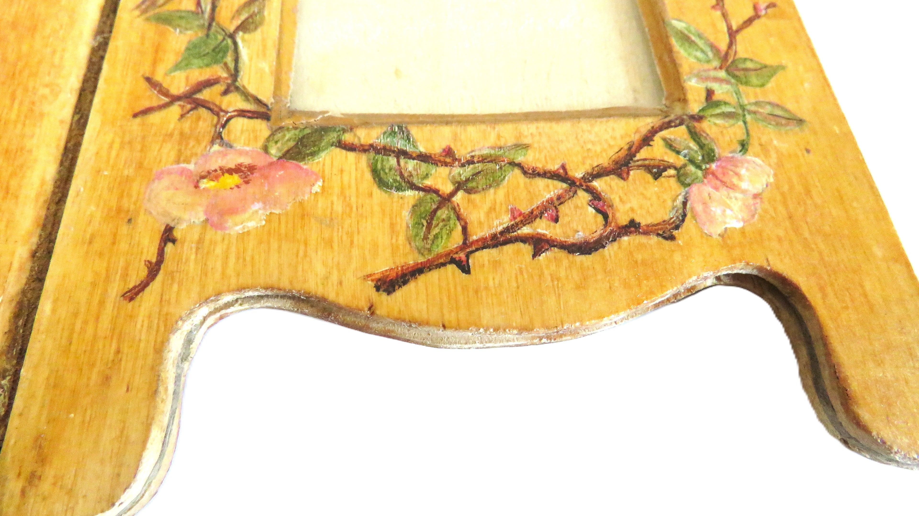 Antique French Hand Painted Folding Double Photo Frame c.1900 - Vintage French Treasures