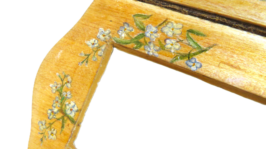 Antique French Hand Painted Folding Double Photo Frame c.1900 - Vintage French Treasures