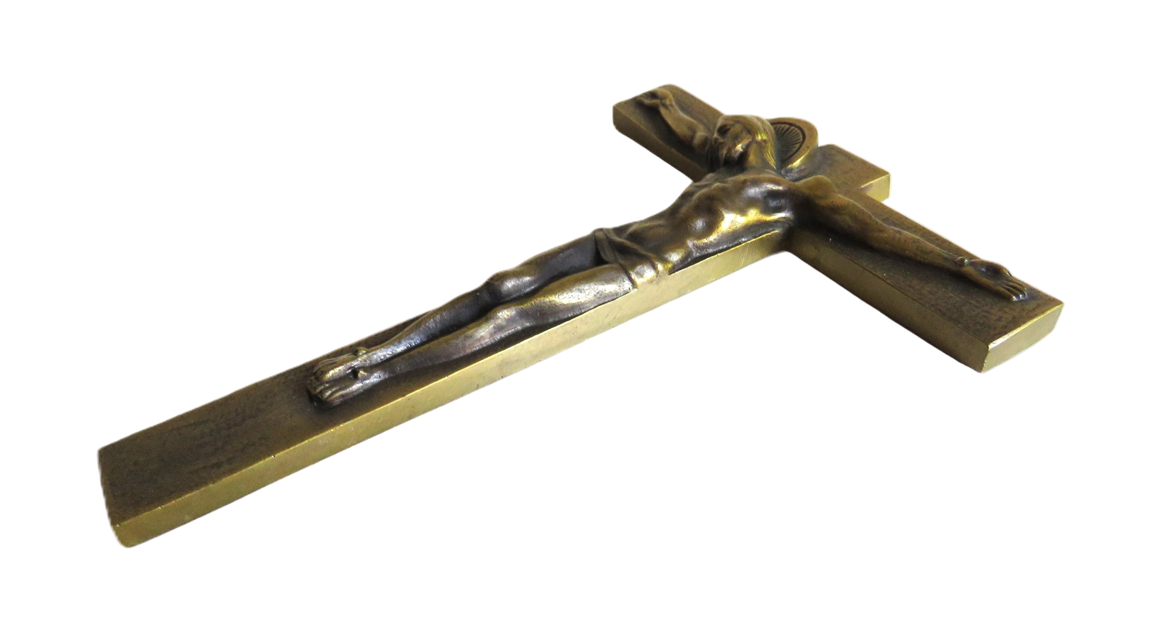 French Art Deco Bronze Crucifix by Hartmann c.1940–1950 -