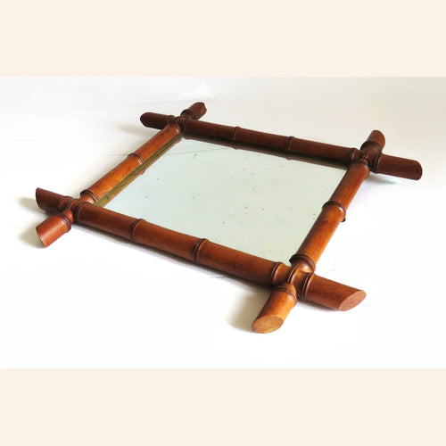 Antique French Faux Bamboo Mirror – Chinoiserie Wall Mirror – Victorian Bamboo Style Wooden Frame – French Country Cottage Decor - Vintage French Treasures