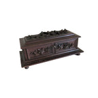 Antique Black Forest Carved Wooden Casket with Floral Decoration -