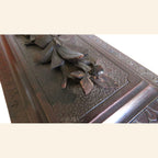 Antique Black Forest Carved Wooden Casket with Floral Decoration -