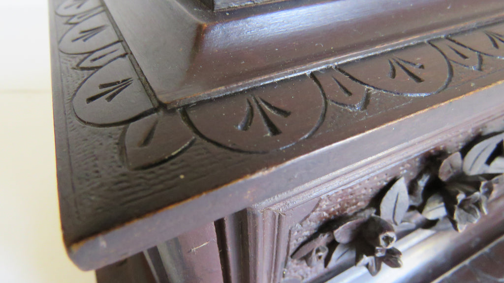 Antique Black Forest Carved Wooden Casket with Floral Decoration - Vintage French Treasures