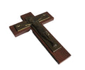 Dermigny Bronze Crucifix on wooden cross on white background
