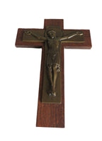 Dermigny Bronze Crucifix on wooden cross on white background