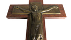 Dermigny Bronze Crucifix on wooden cross on white background
