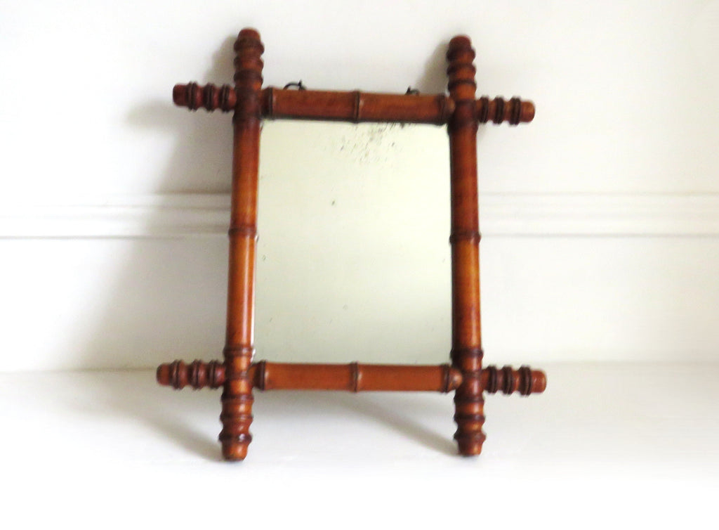 Antique French Chinoiserie Faux Bamboo Mirror c.1900 -