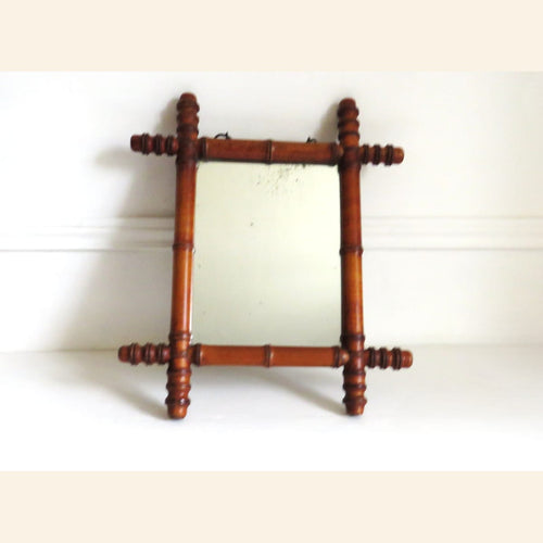 Antique French Chinoiserie Faux Bamboo Mirror c.1900 -