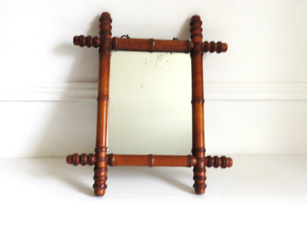 Antique French Chinoiserie Faux Bamboo Mirror c.1900 -