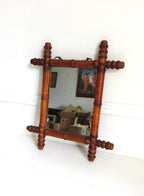Antique French Chinoiserie Faux Bamboo Mirror c.1900 -