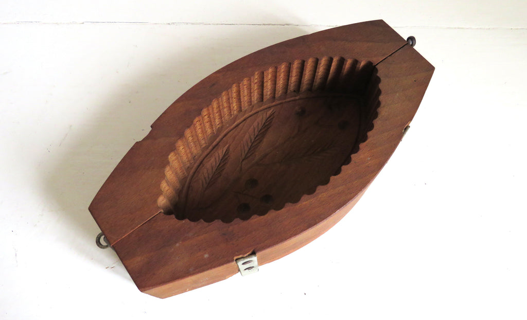 Antique French Wooden Butter Mold Press Carved Folk Art Kitchenalia Farmhouse Decor - Vintage French Treasures