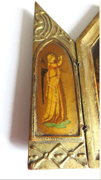 Vintage Florentine Folding Religious Triptych, Madonna and Child, Italian Gilt Devotional Shrine - Vintage French Treasures