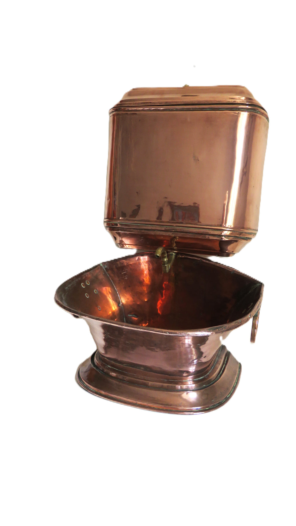 Authentic Antique French Copper Wall Fountain Basin & Water Reservoir - Vintage French Treasures