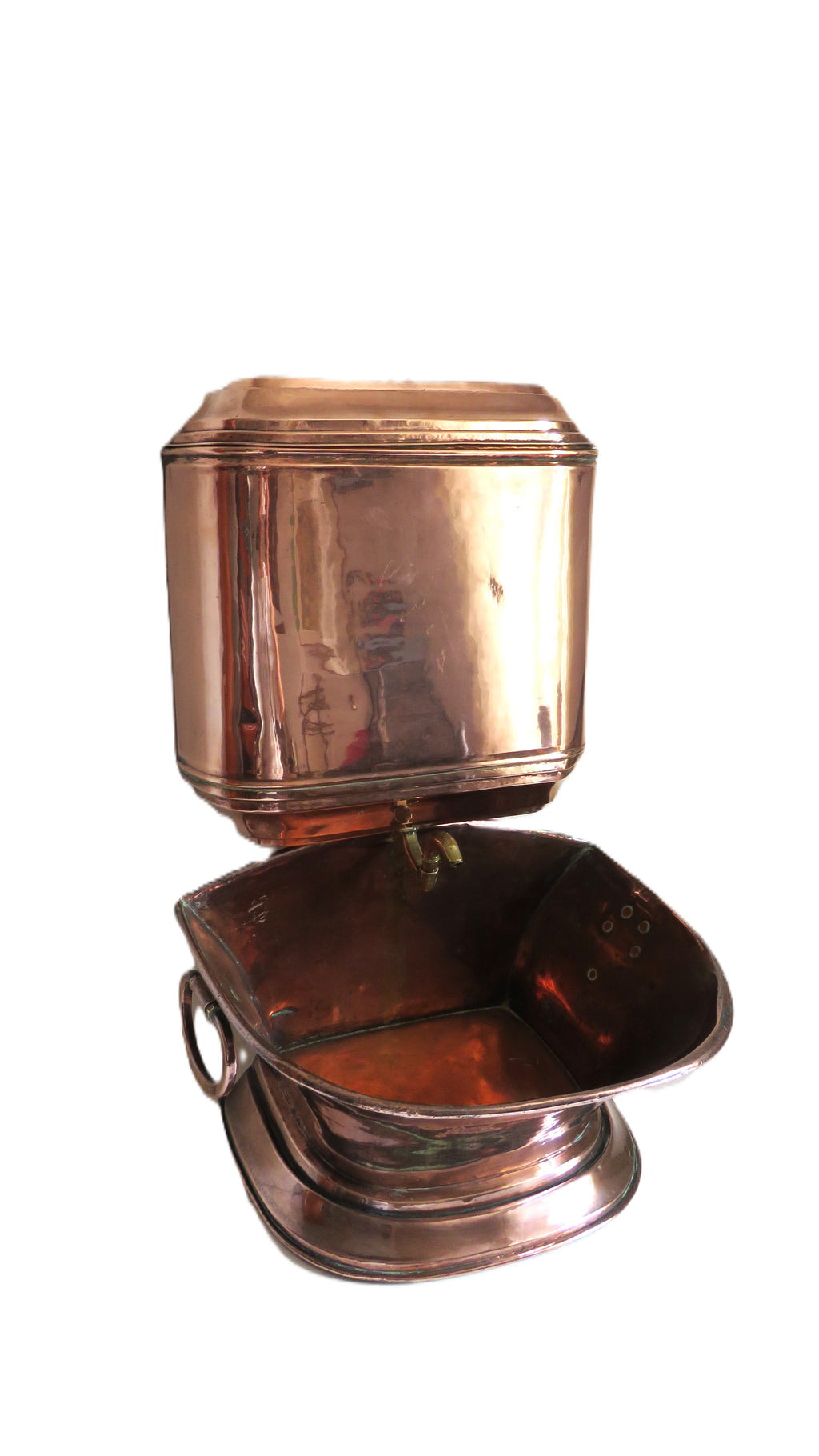 Authentic Antique French Copper Wall Fountain Basin & Water Reservoir - Vintage French Treasures