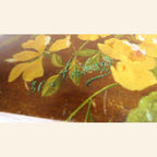 Antique French Hand - Painted Floral Wooden Keepsake Box – Tufted Pink Silk Interior – Dated 30 Août 1899 -