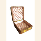 Antique French Hand - Painted Floral Wooden Keepsake Box – Tufted Pink Silk Interior – Dated 30 Août 1899 -