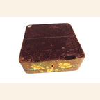 Antique French Hand - Painted Floral Wooden Keepsake Box – Tufted Pink Silk Interior – Dated 30 Août 1899 -