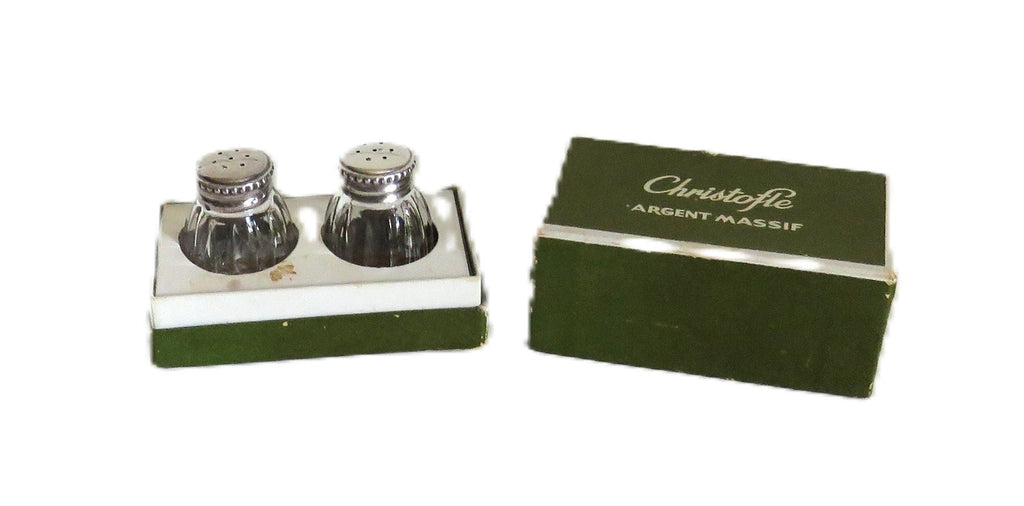 Christofle Solid Silver Salt & Pepper Shakers in Original Box French Hallmarked - Vintage French Treasures