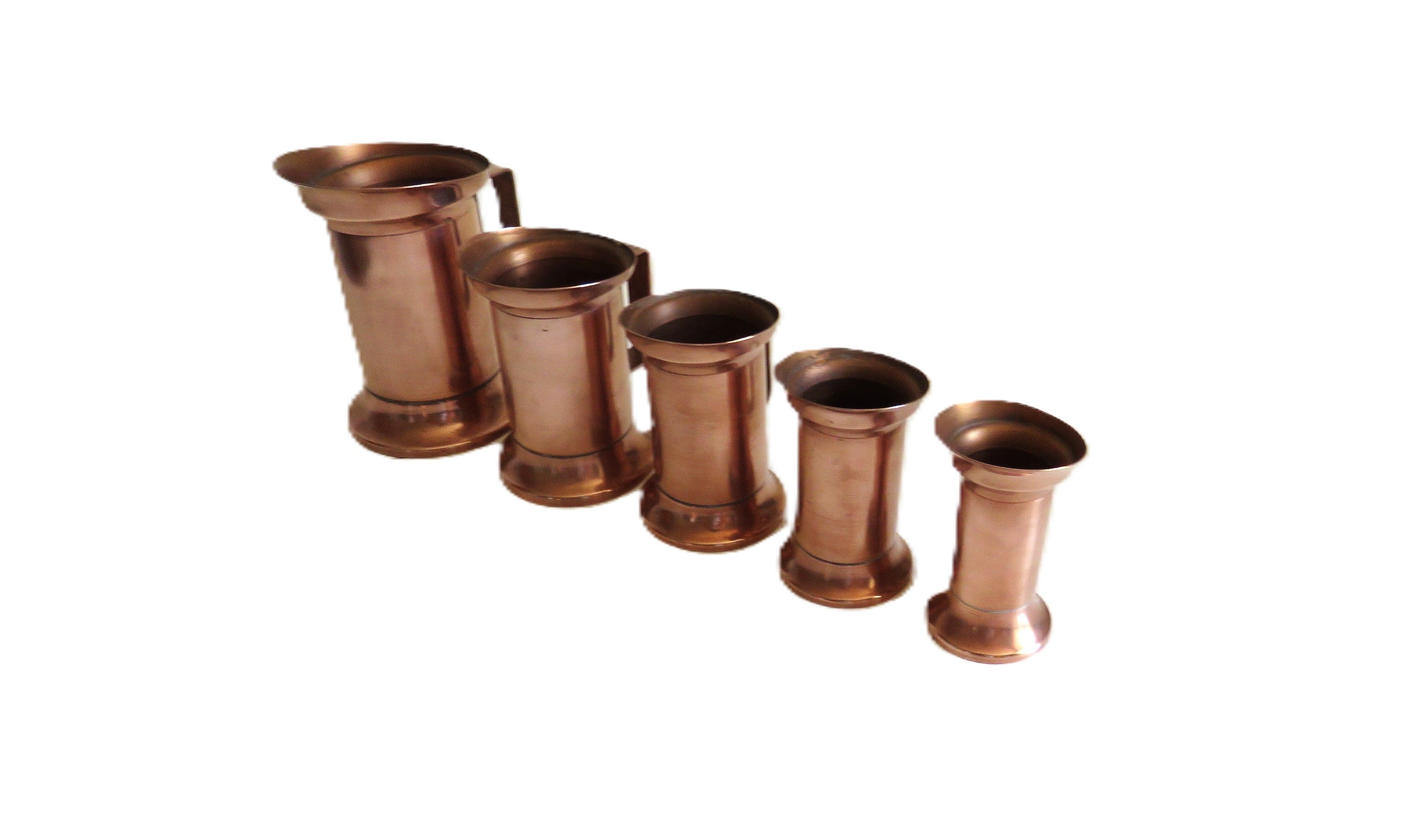 Set of 5 Vintage French Copper Measures | Graduated Kitchen Measuring Jugs | Copperware Collection - Vintage French Treasures