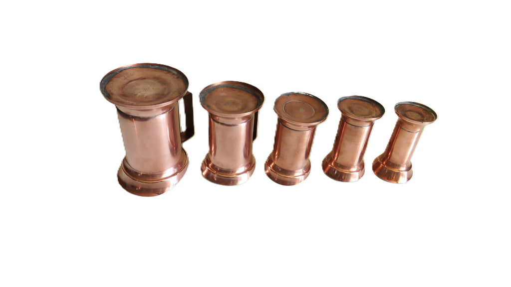 Set of 5 Vintage French Copper Measures | Graduated Kitchen Measuring Jugs | Copperware Collection - Vintage French Treasures