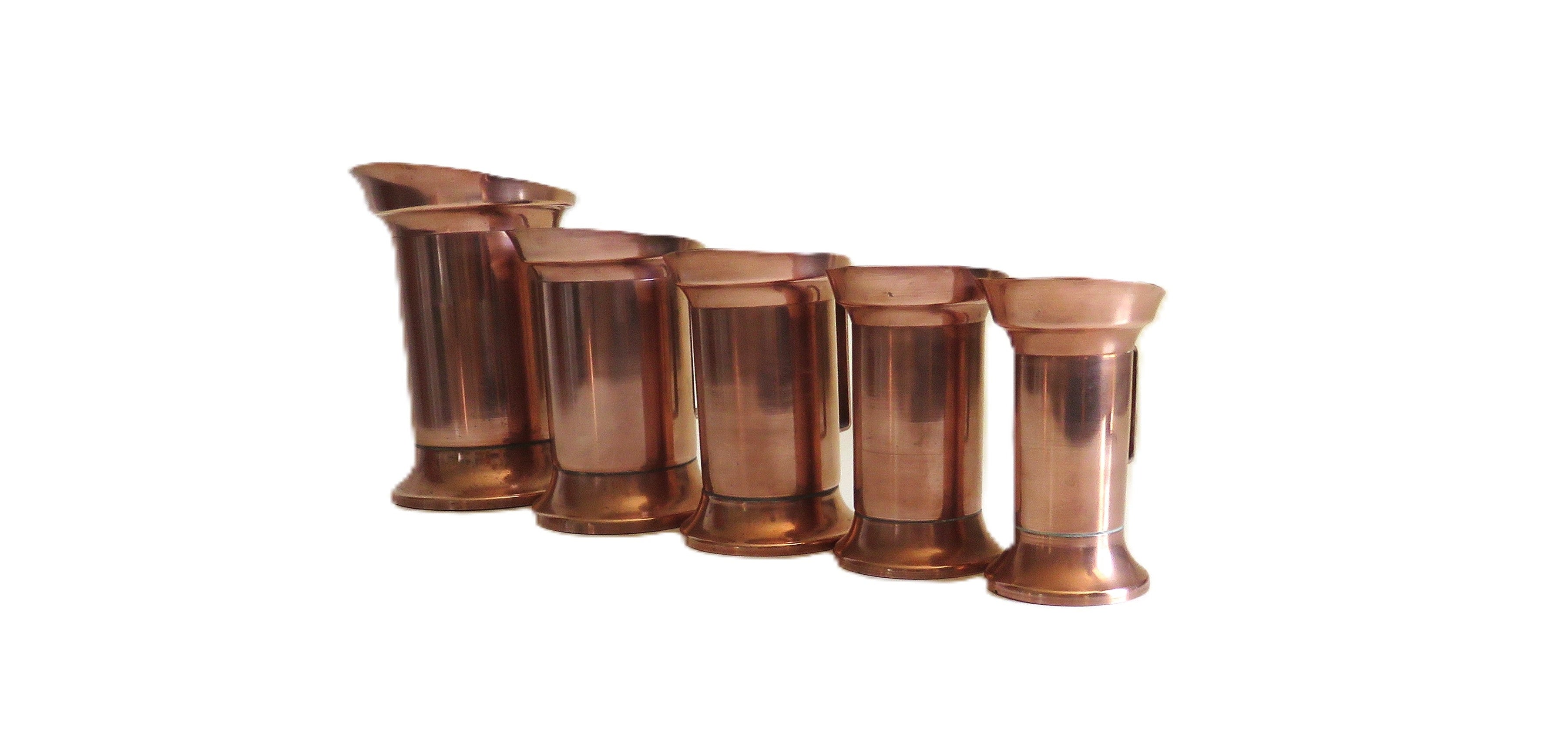 Set of 5 Vintage French Copper Measures | Graduated Kitchen Measuring Jugs | Copperware Collection - Vintage French Treasures