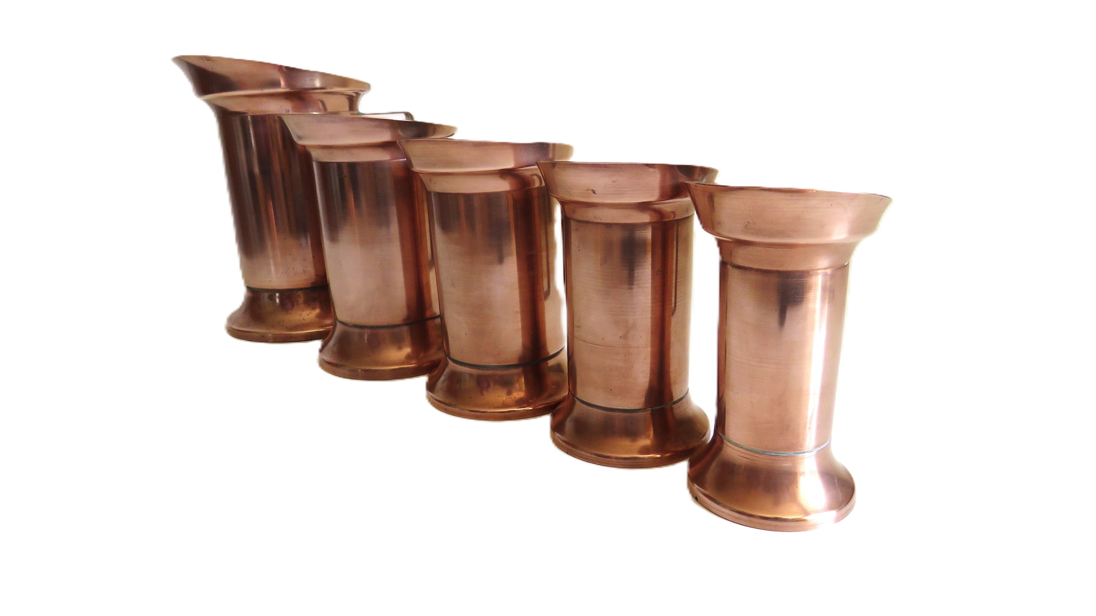 Set of 5 Vintage French Copper Measures | Graduated Kitchen Measuring Jugs | Copperware Collection - Vintage French Treasures