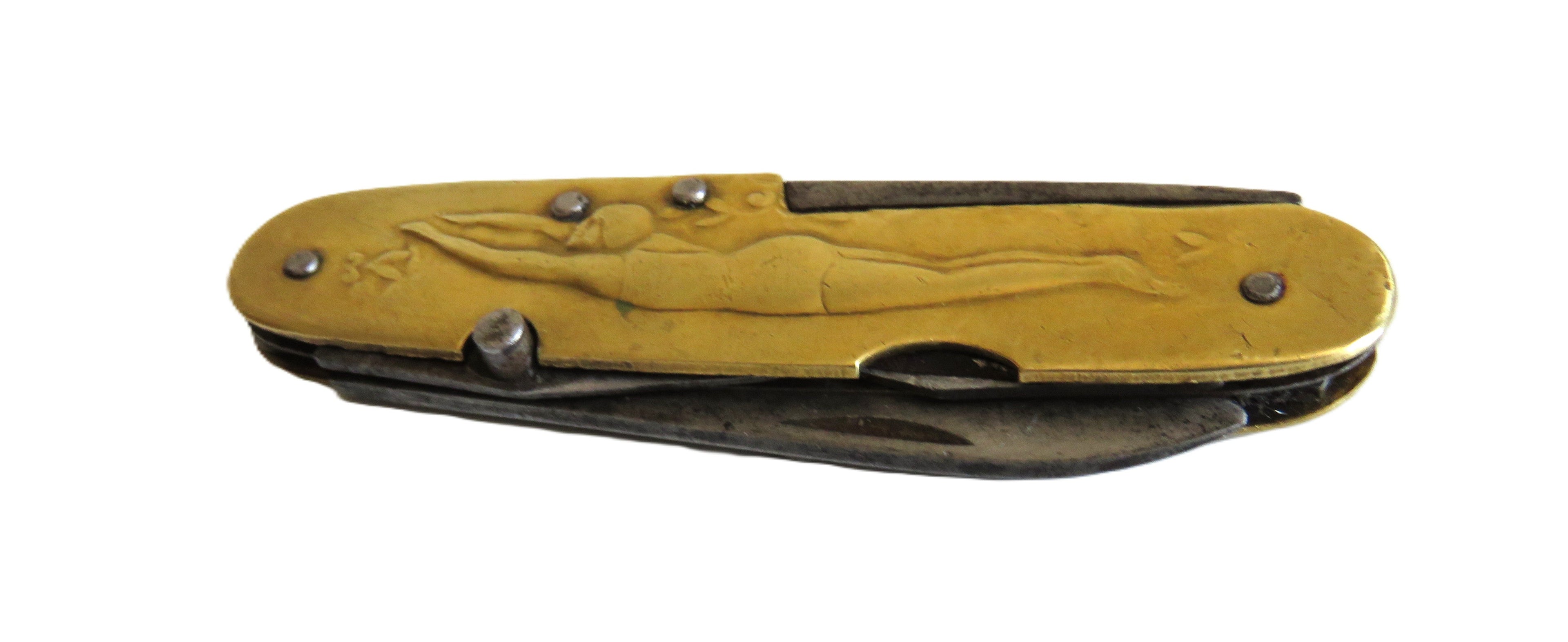 Antique French Art Nouveau Figural Pocket Knife & Corkscrew, Pradel - Vintage French Treasures